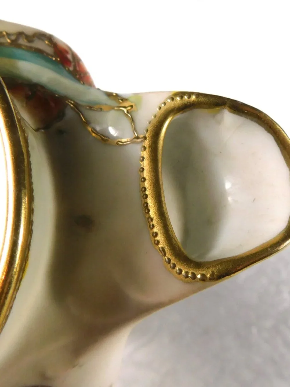 Very Colorful Chocolate Pot with Beaded Gold-No Lid # 27669